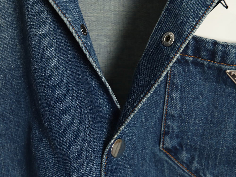Prada pocket triangle logo denim shirt jacket