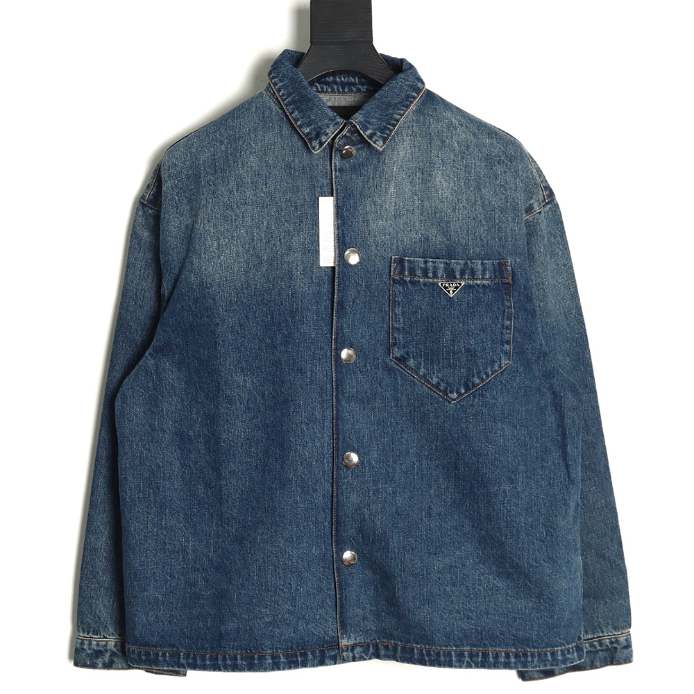 Prada pocket triangle logo denim shirt jacket