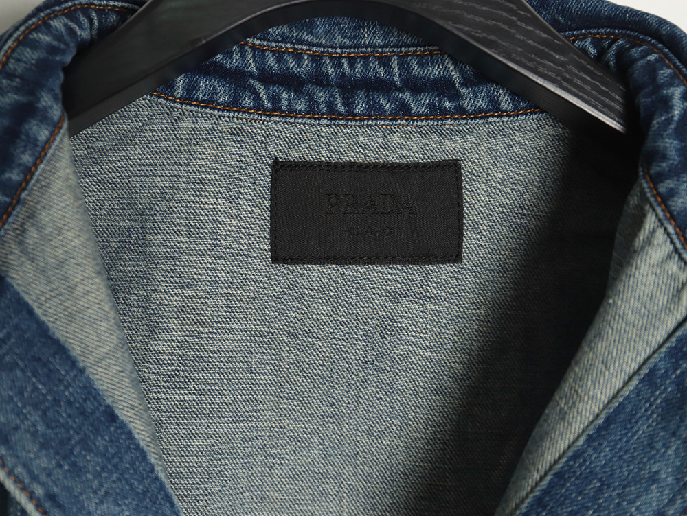 Prada pocket triangle logo denim shirt jacket