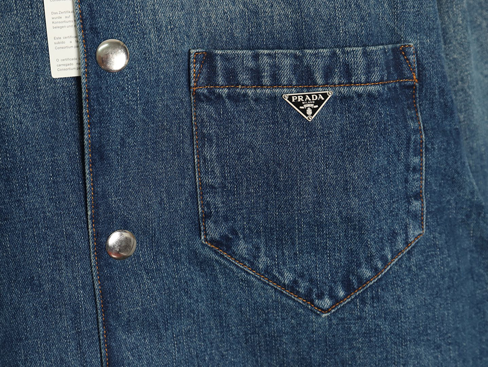 Prada pocket triangle logo denim shirt jacket