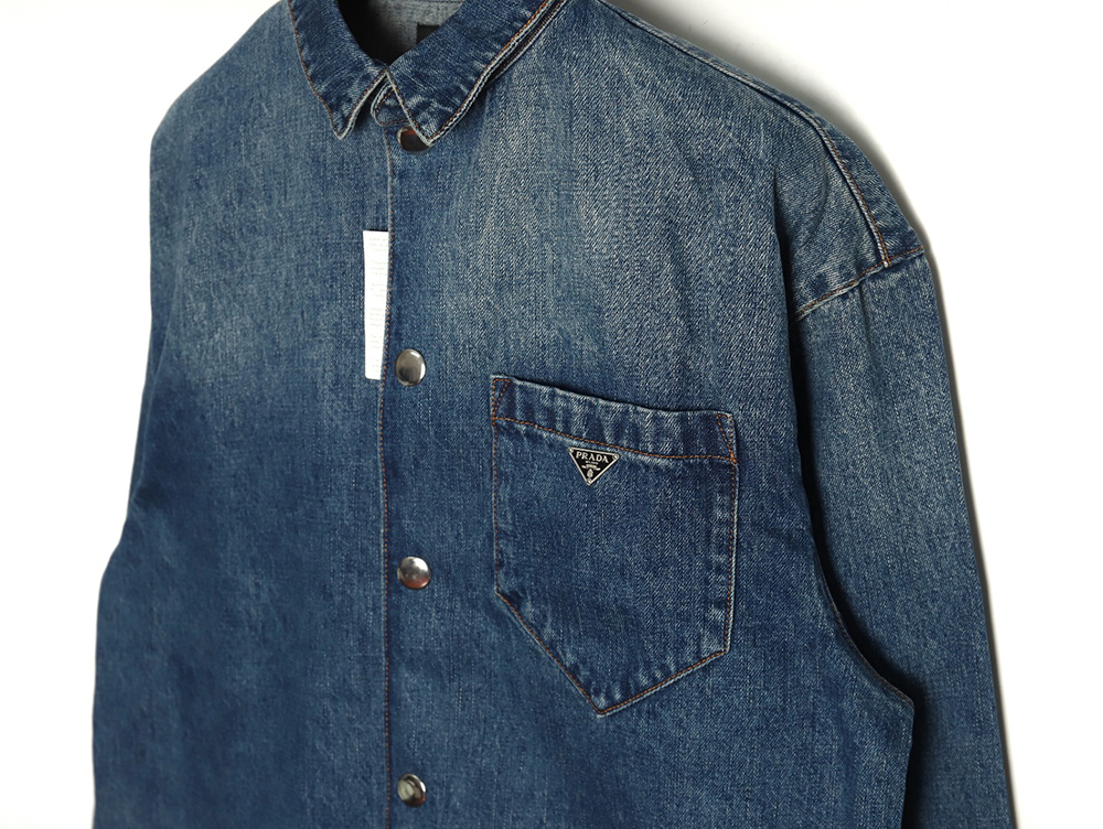 Prada pocket triangle logo denim shirt jacket