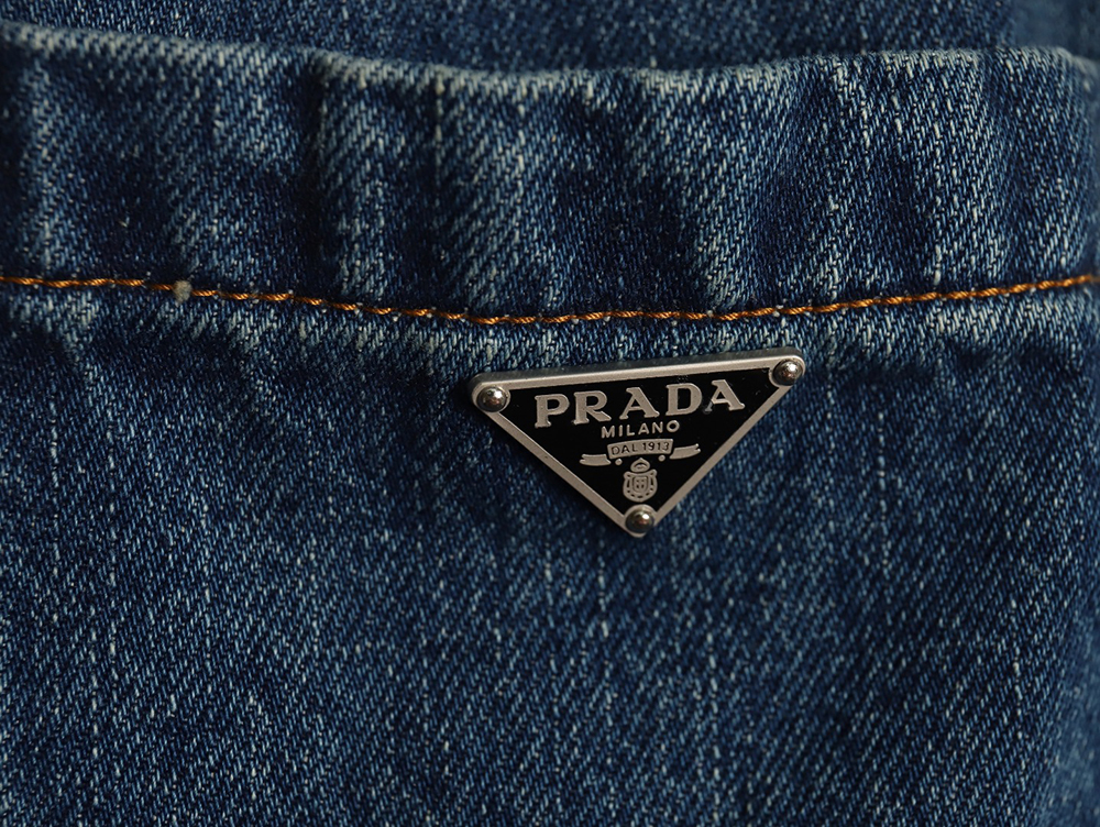 Prada pocket triangle logo denim shirt jacket