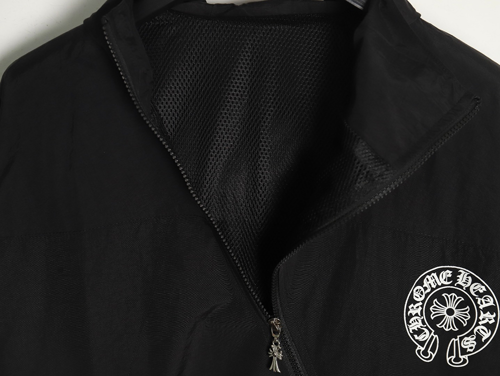 Chrome Hearts diagonal zip horseshoe print trench coat