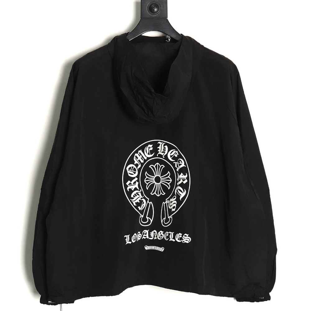 Chrome Hearts diagonal zip horseshoe print trench coat