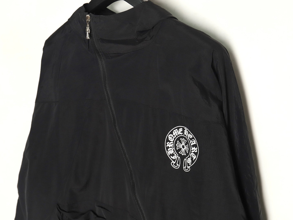 Chrome Hearts diagonal zip horseshoe print trench coat