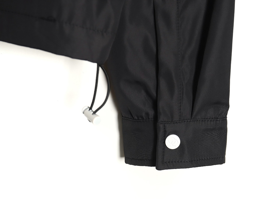 Chanel Embroidered Slogan Vintage Zipper Hooded Trench Coat