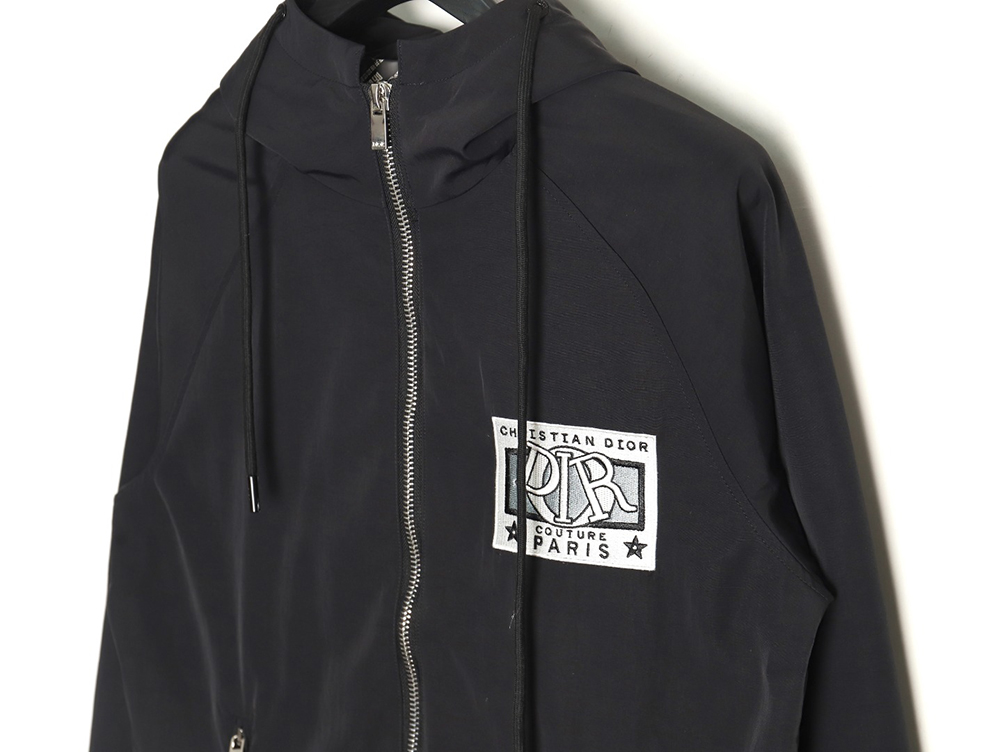 Dior letter embroidered hooded trench coat TSK1