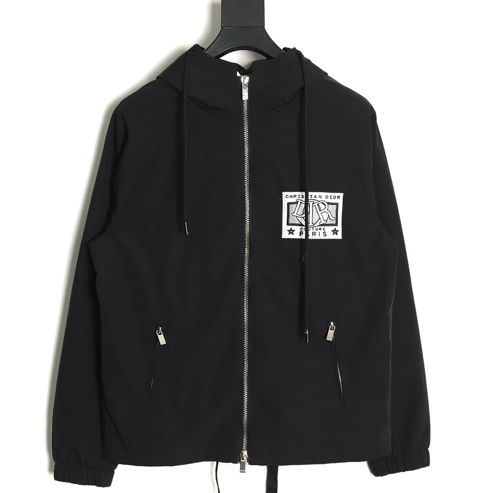 Dior letter embroidered hooded trench coat TSK1