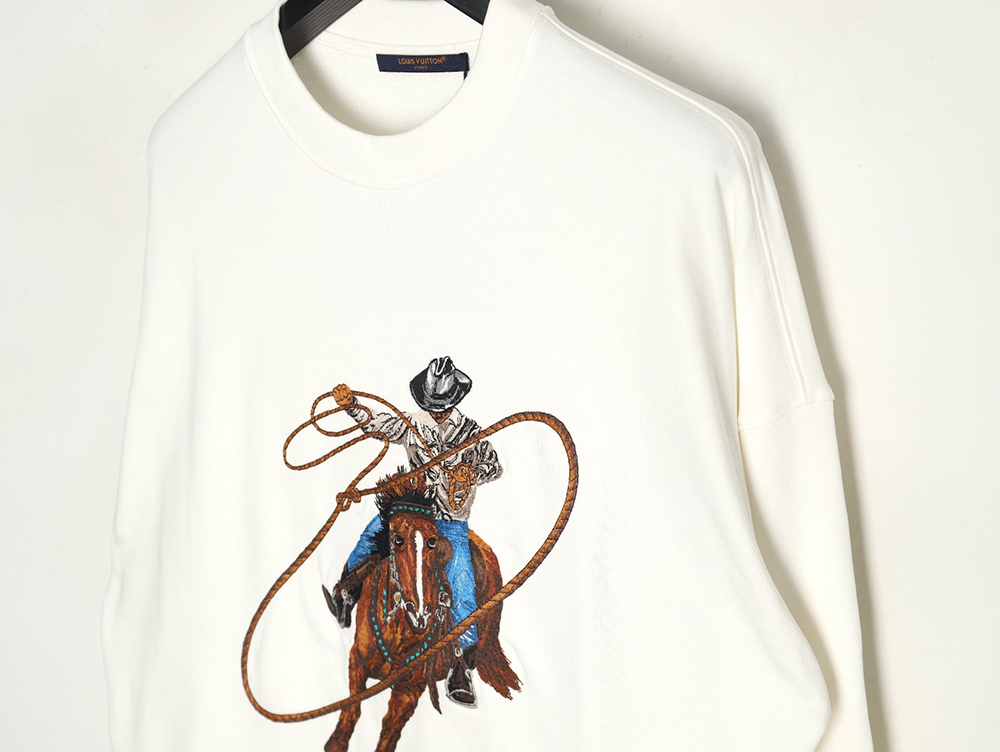 Louis Vuitton Western Denim Heavy Embroidery Crewneck Sweatshirt