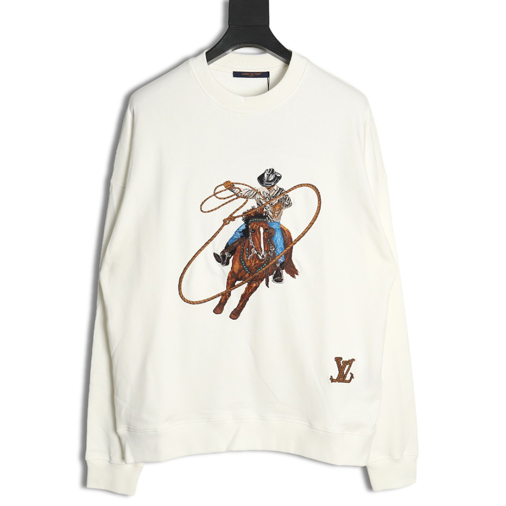 Louis Vuitton Western Denim Heavy Embroidery Crewneck Sweatshirt