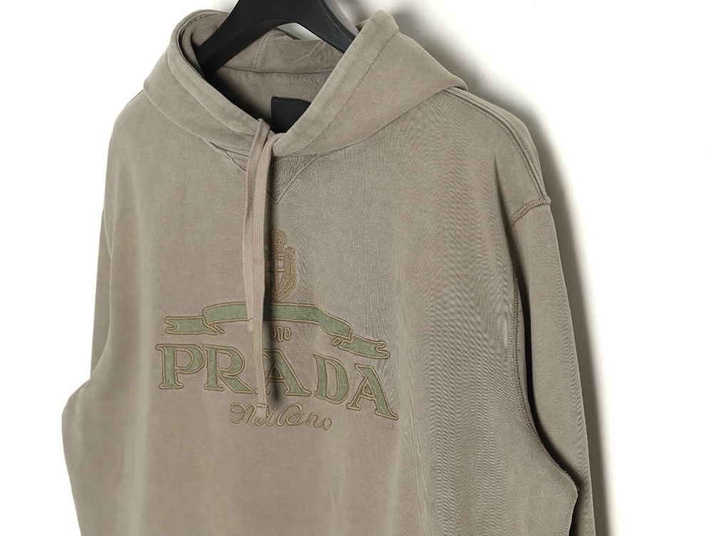 Prada embroidered logo washed hoodie