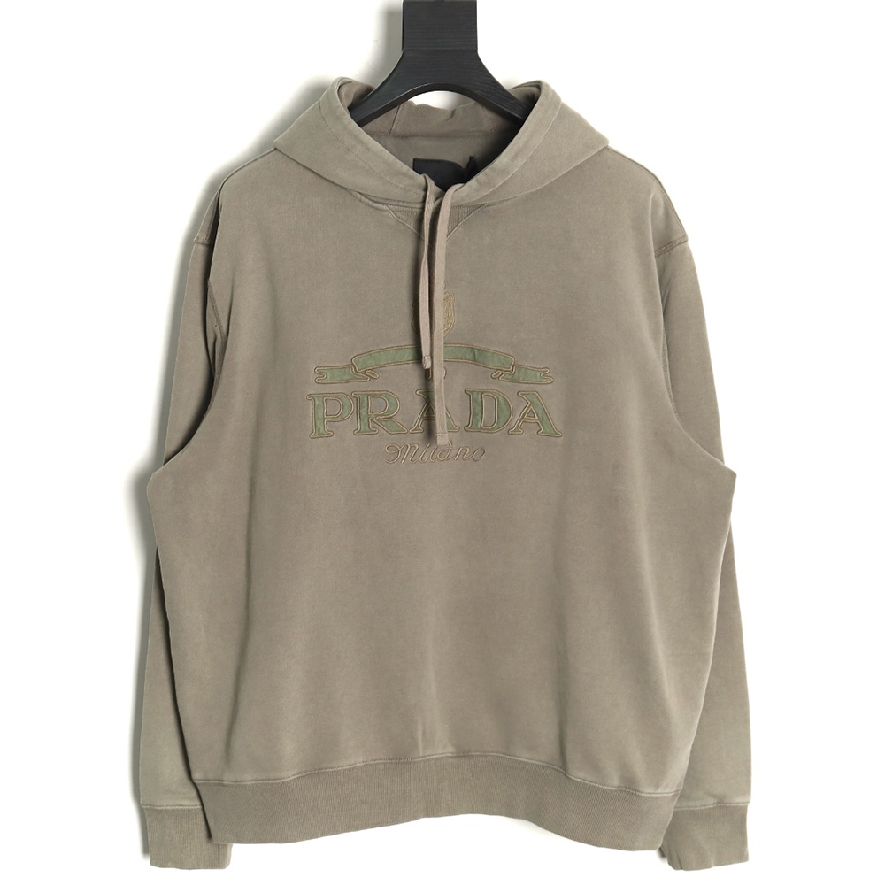 Prada embroidered logo washed hoodie