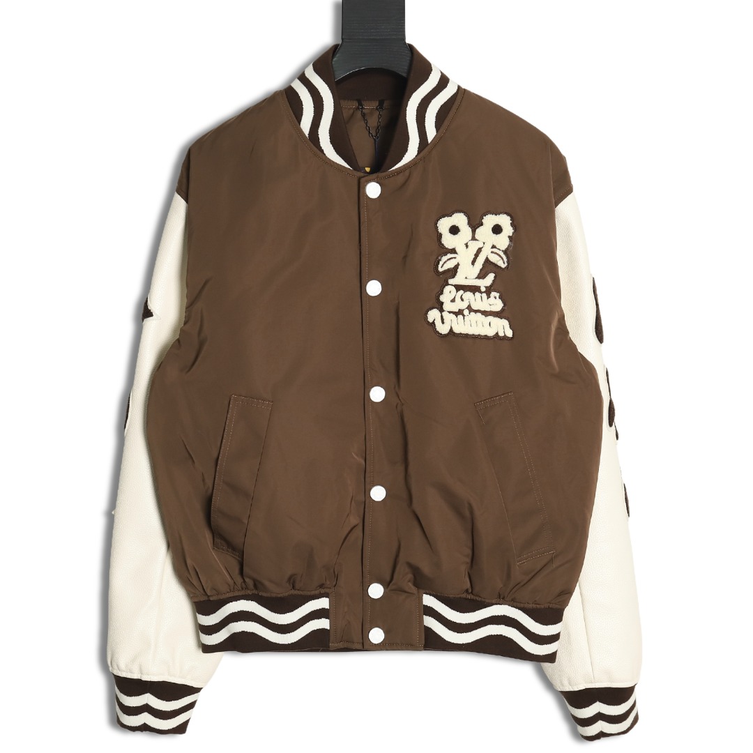 Louis Vuitton floral patch baseball jacket
