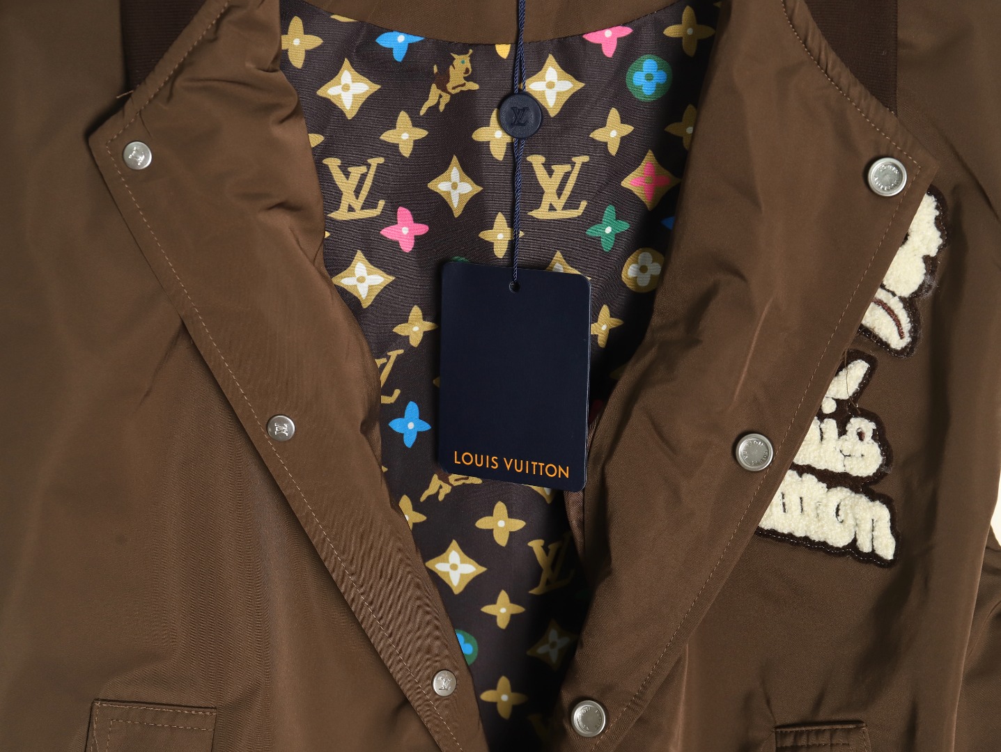 Louis Vuitton floral patch baseball jacket