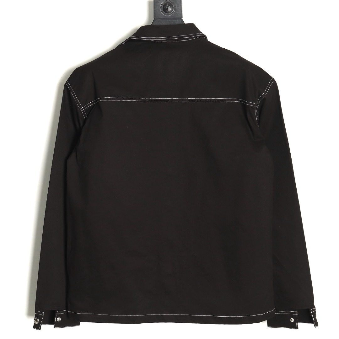 Prada triangle logo white line denim jacket
