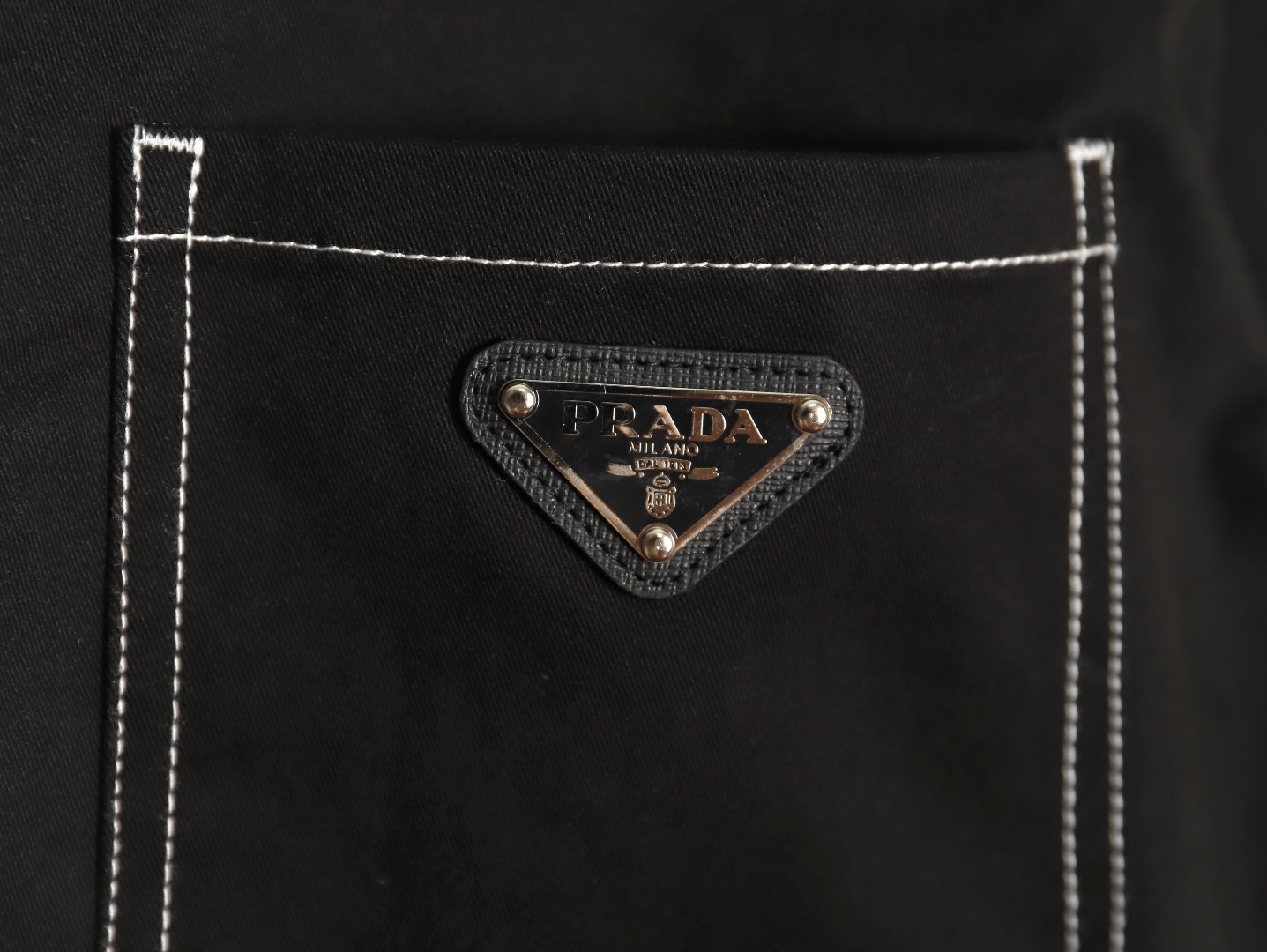 Prada triangle logo white line denim jacket