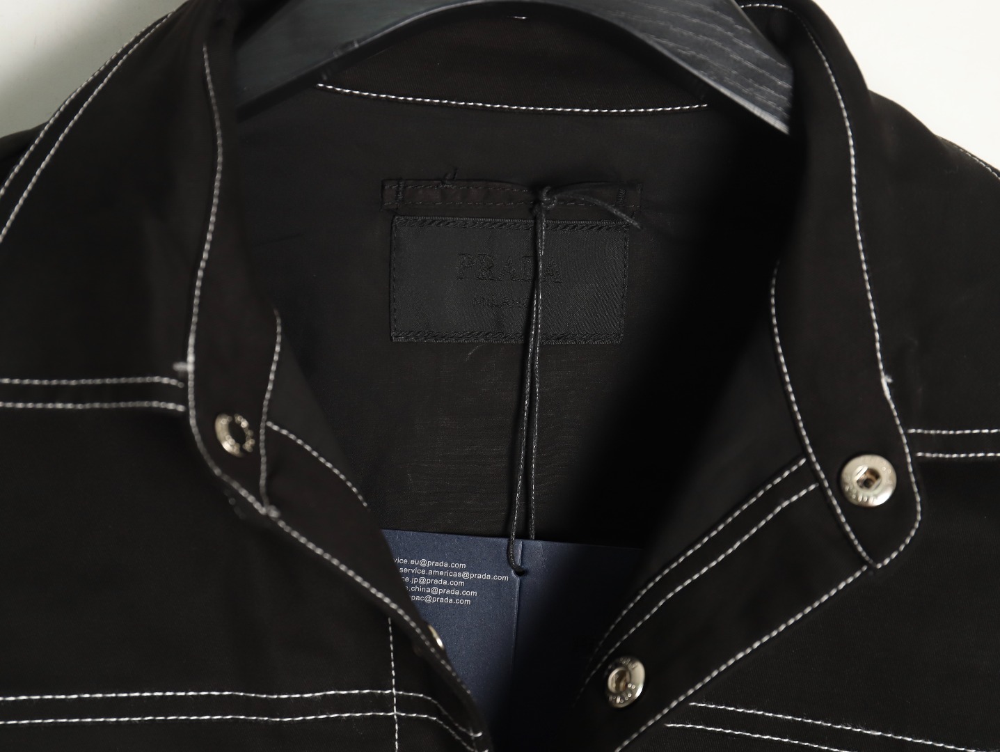 Prada triangle logo white line denim jacket