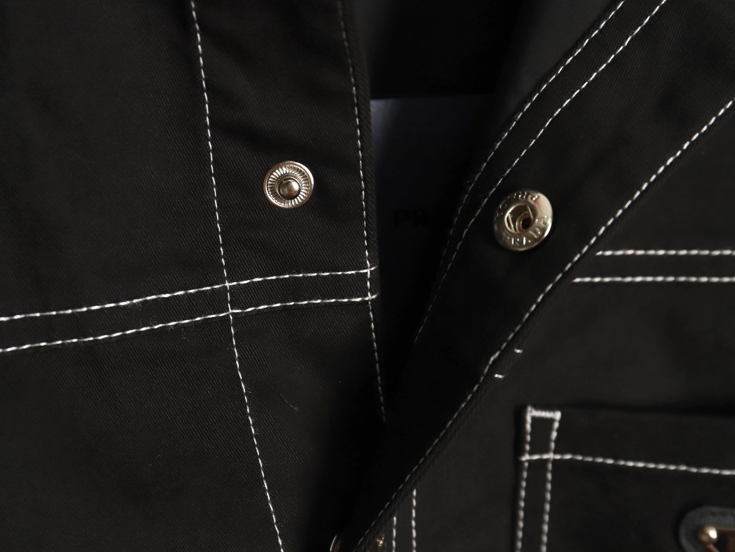 Prada triangle logo white line denim jacket