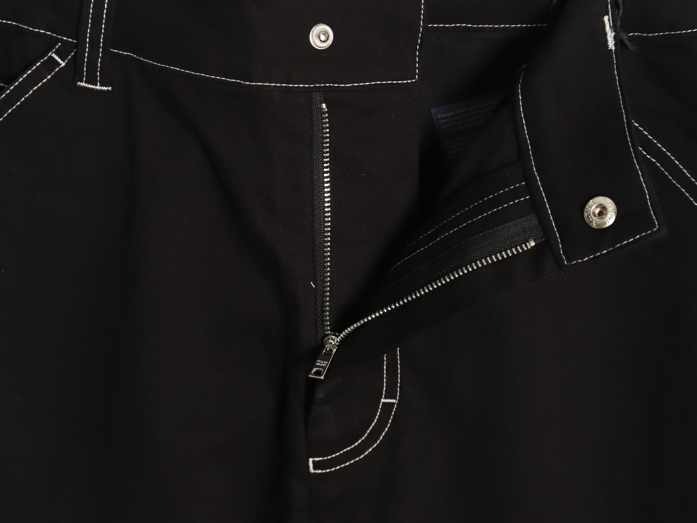 Prada triangle logo white line denim trousers
