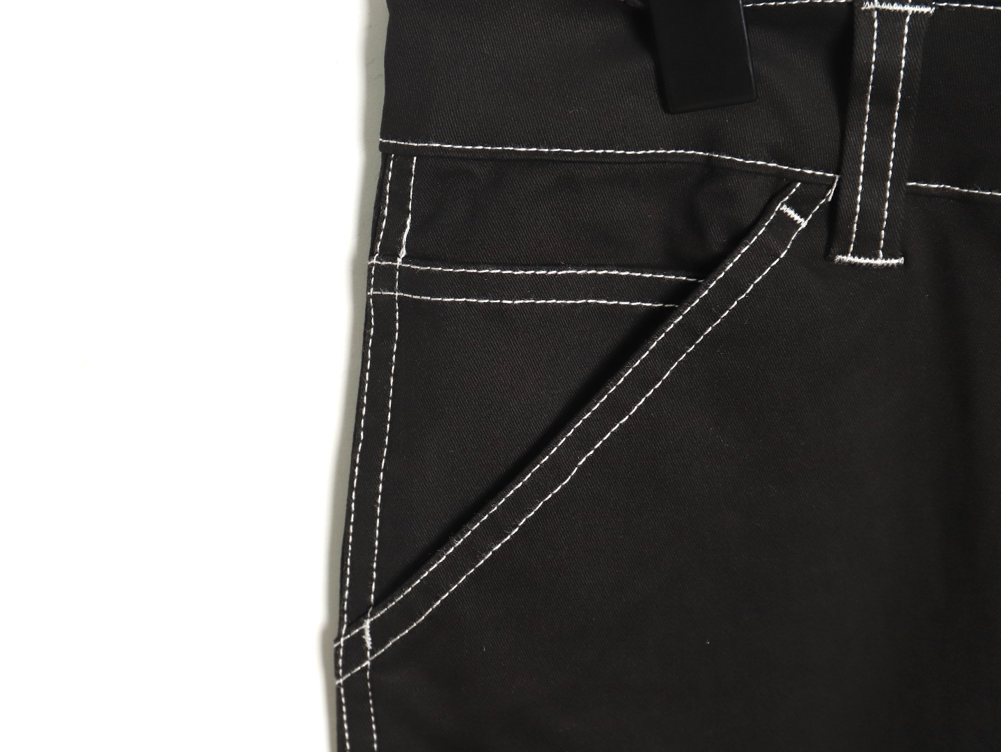 Prada triangle logo white line denim trousers