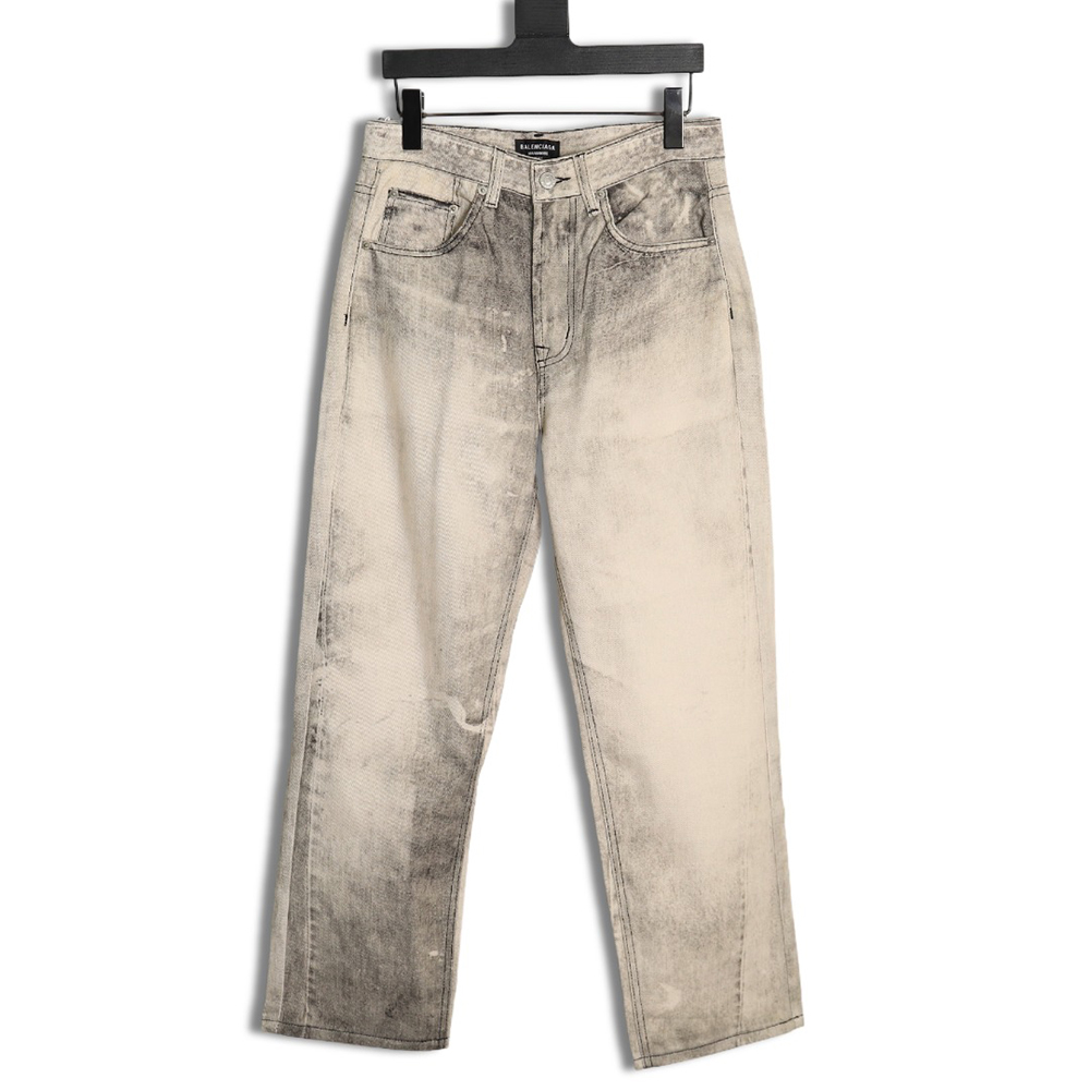 Balenciaga washed loose wide-leg jeans