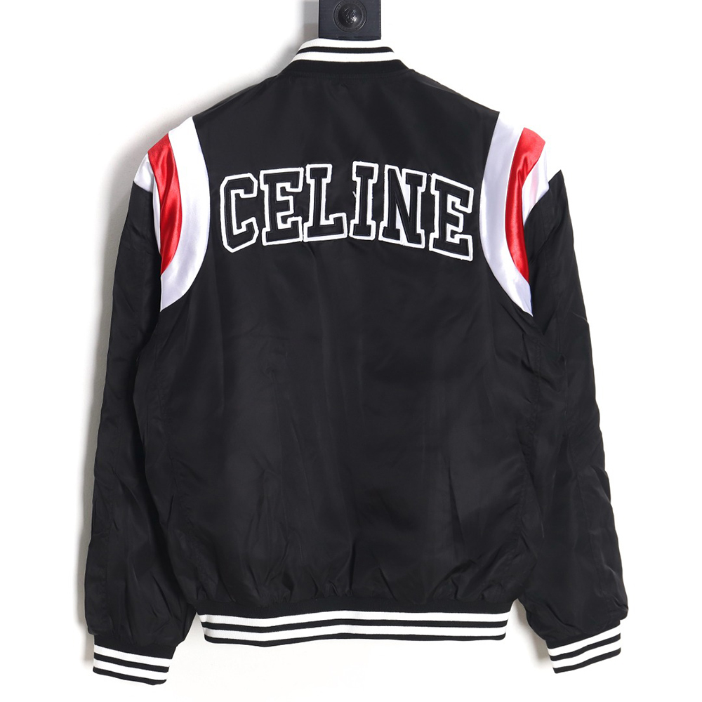 Celine patchwork sleeve bomber jacket baseball jacket coat