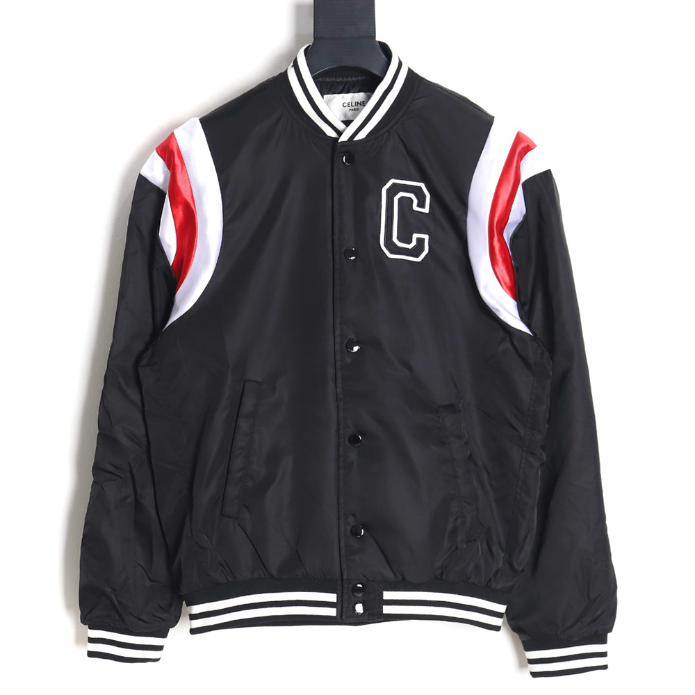 Celine patchwork sleeve bomber jacket baseball jacket coat