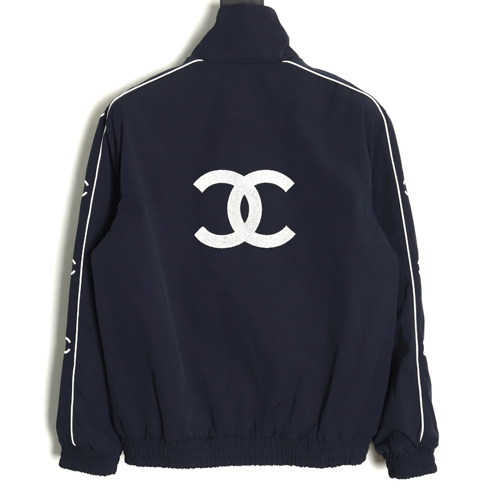 Chanel Embroidered Slogan Vintage Zipper Trench Coat