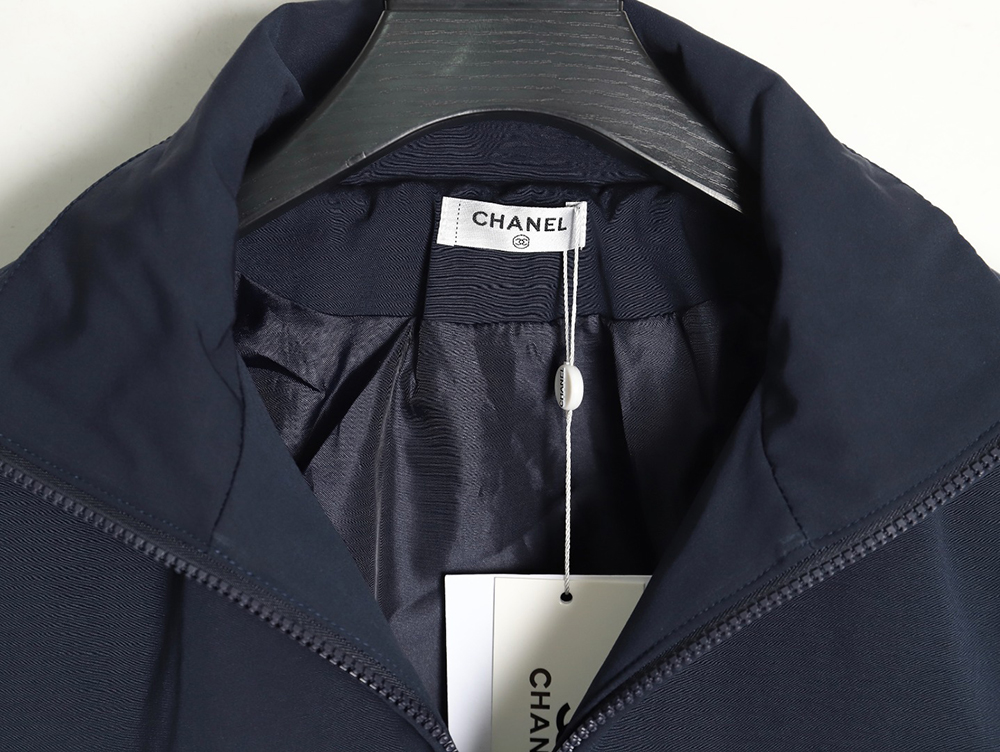 Chanel Embroidered Slogan Vintage Zipper Trench Coat