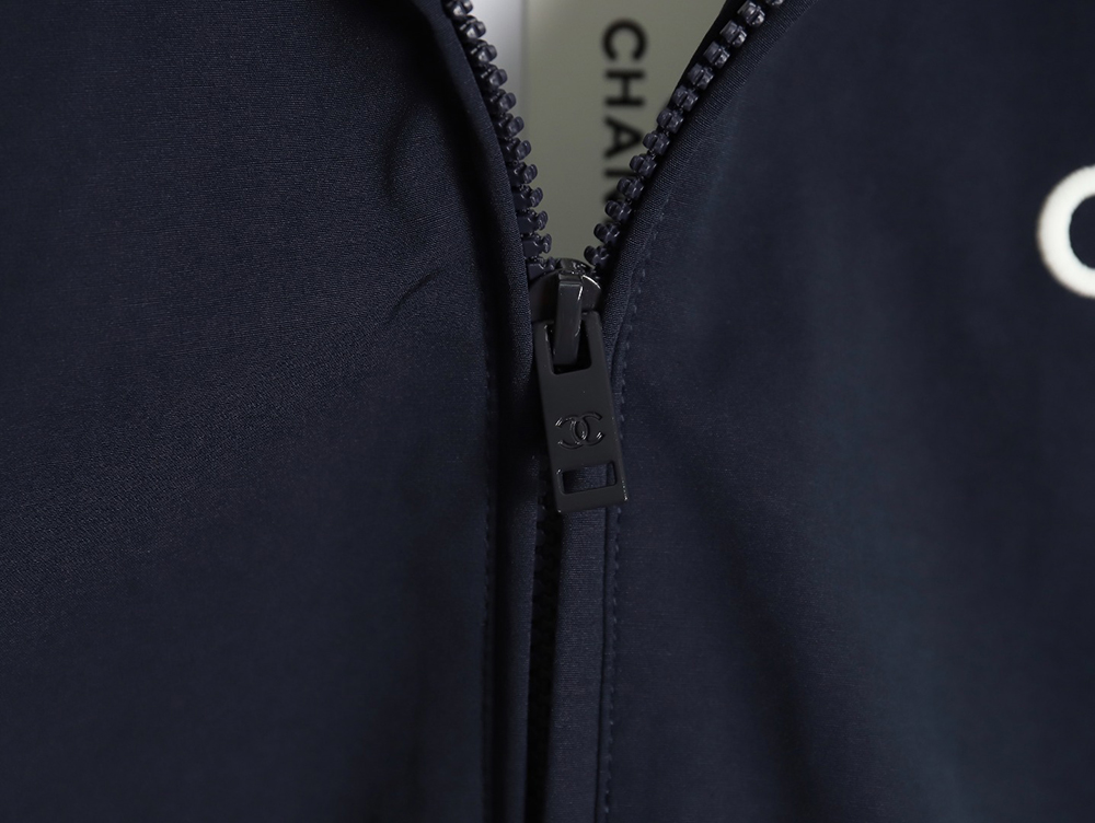Chanel Embroidered Slogan Vintage Zipper Trench Coat
