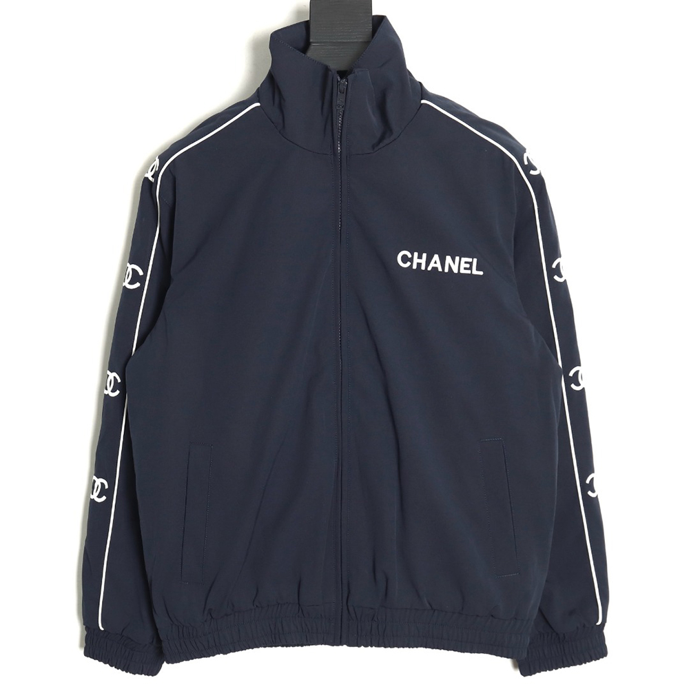 Chanel Embroidered Slogan Vintage Zipper Trench Coat