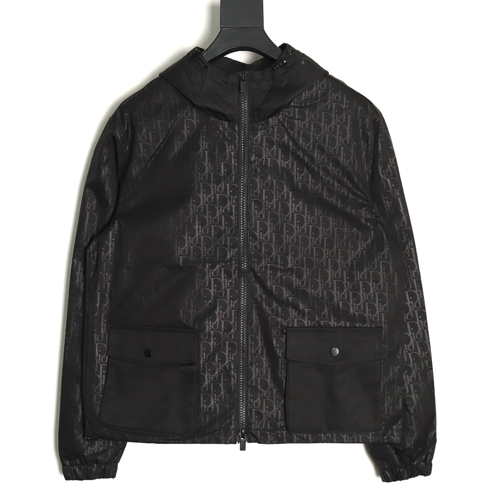 Dior all over printed woven zip-up hooded jacket