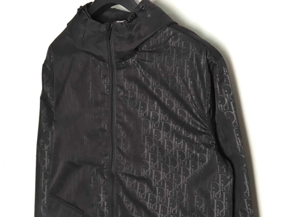 Dior all over printed woven zip-up hooded jacket