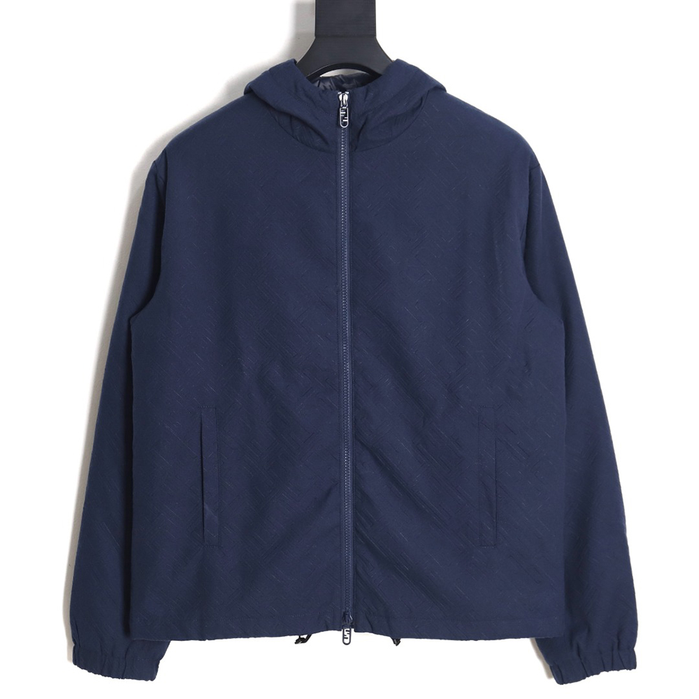 Fendi monogram pattern zipper hooded jacket