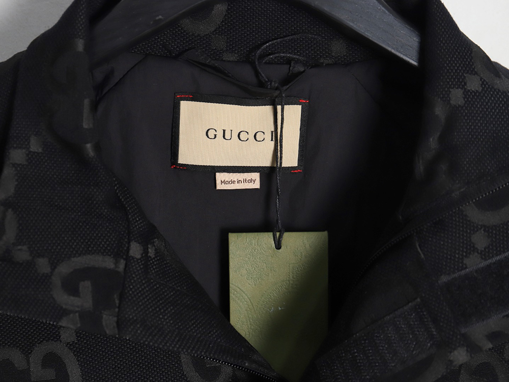 Gucci Double G full print canvas stand collar quilted jacket