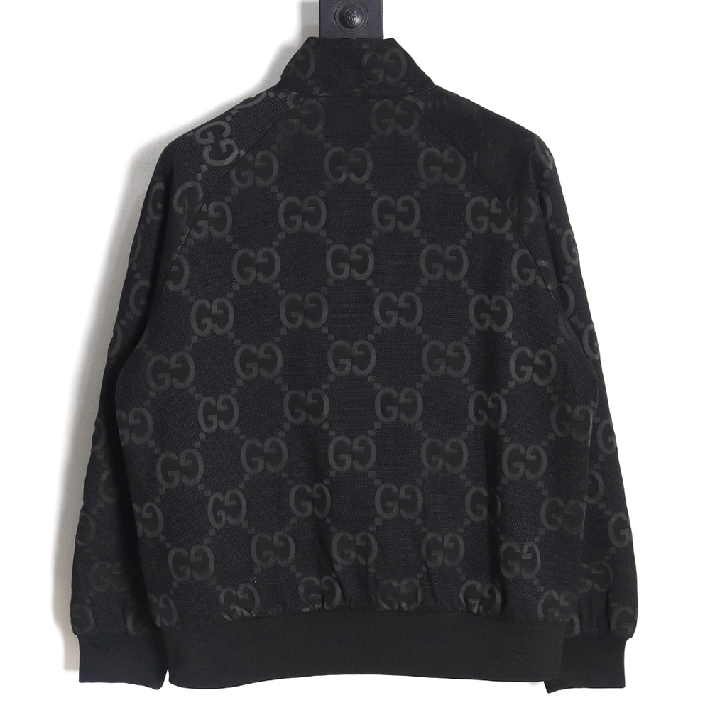 Gucci Double G full print canvas stand collar quilted jacket