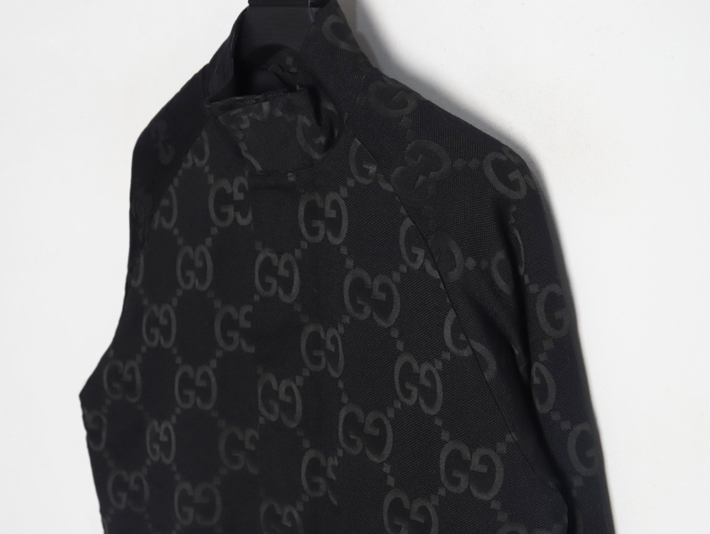 Gucci Double G full print canvas stand collar quilted jacket