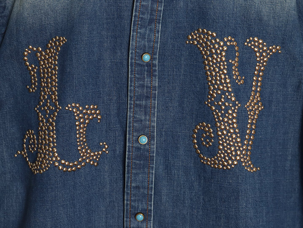 Louis Vuitton Rivet Lettering Denim Shirt Jacket