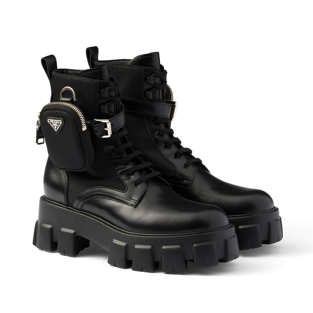 Prada Monolith Pouch Ankle Boots