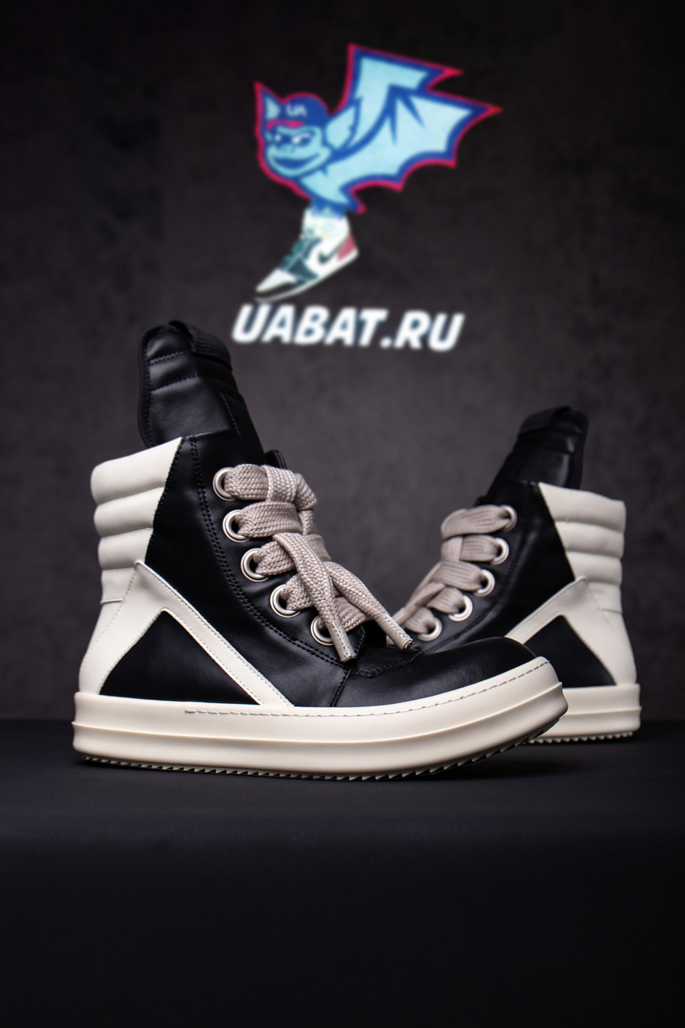 Rick Owens Strobe Geobasket Megalace High 'Black Milk'