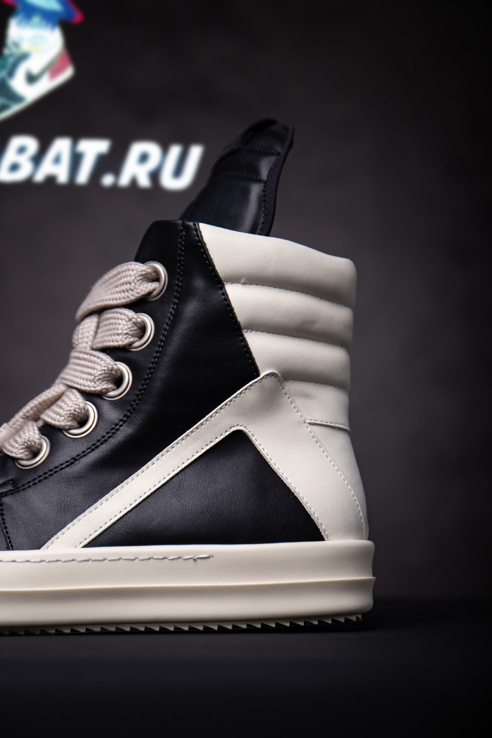 Rick Owens Strobe Geobasket Megalace High 'Black Milk'