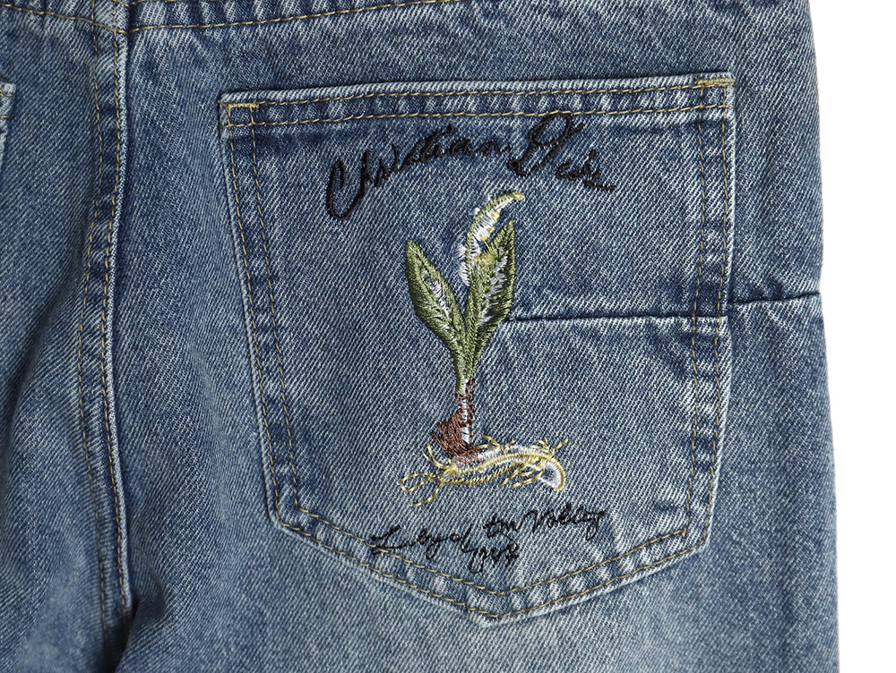 Dior embroidered letters floral jeans