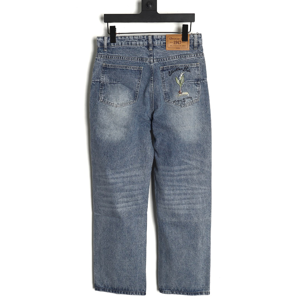 Dior embroidered letters floral jeans