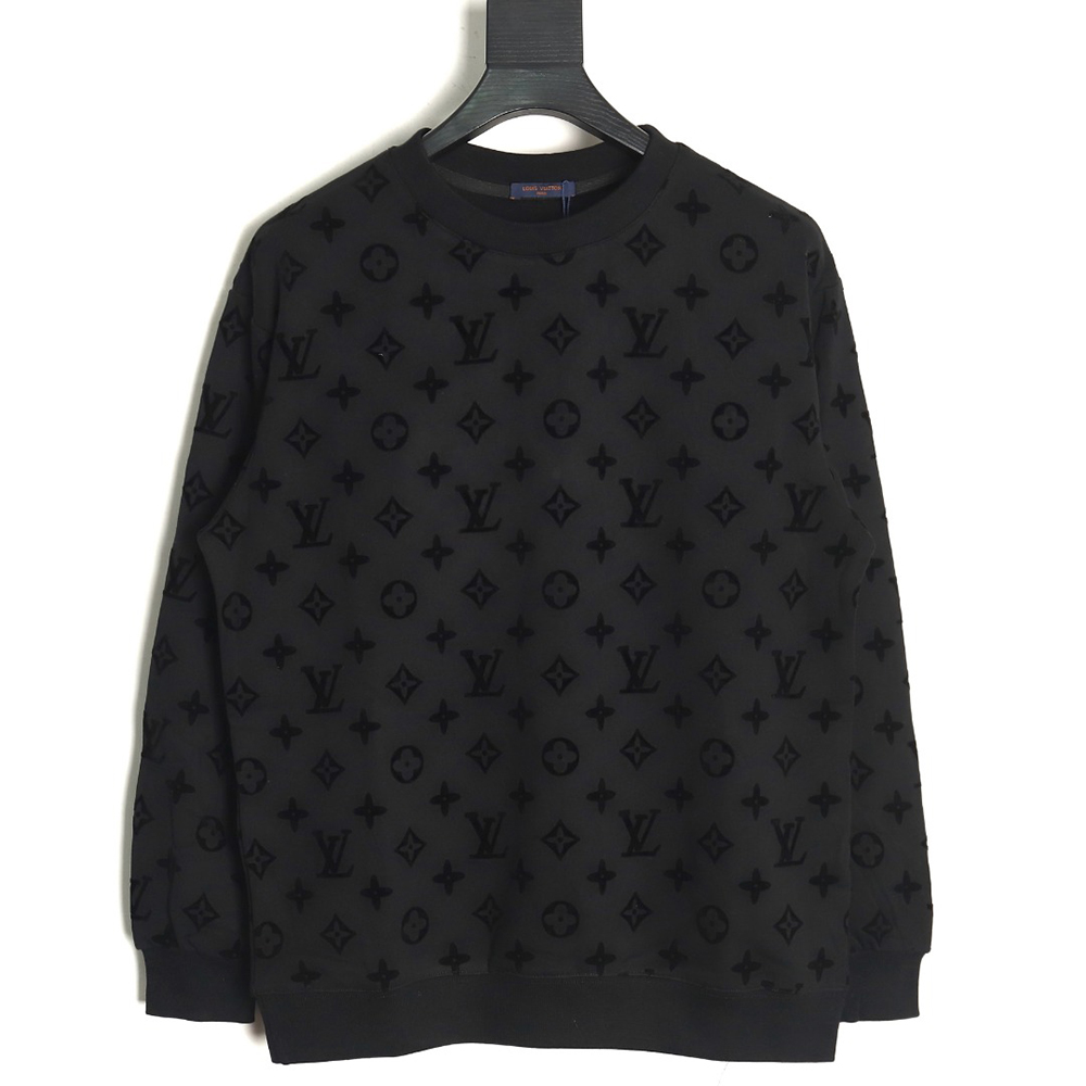 Louis Vuitton all over print monogram flocked round neck sweatshirt TSK2