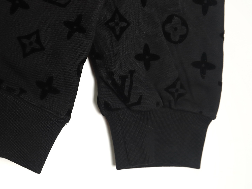 Louis Vuitton all over print monogram flocked round neck sweatshirt TSK2