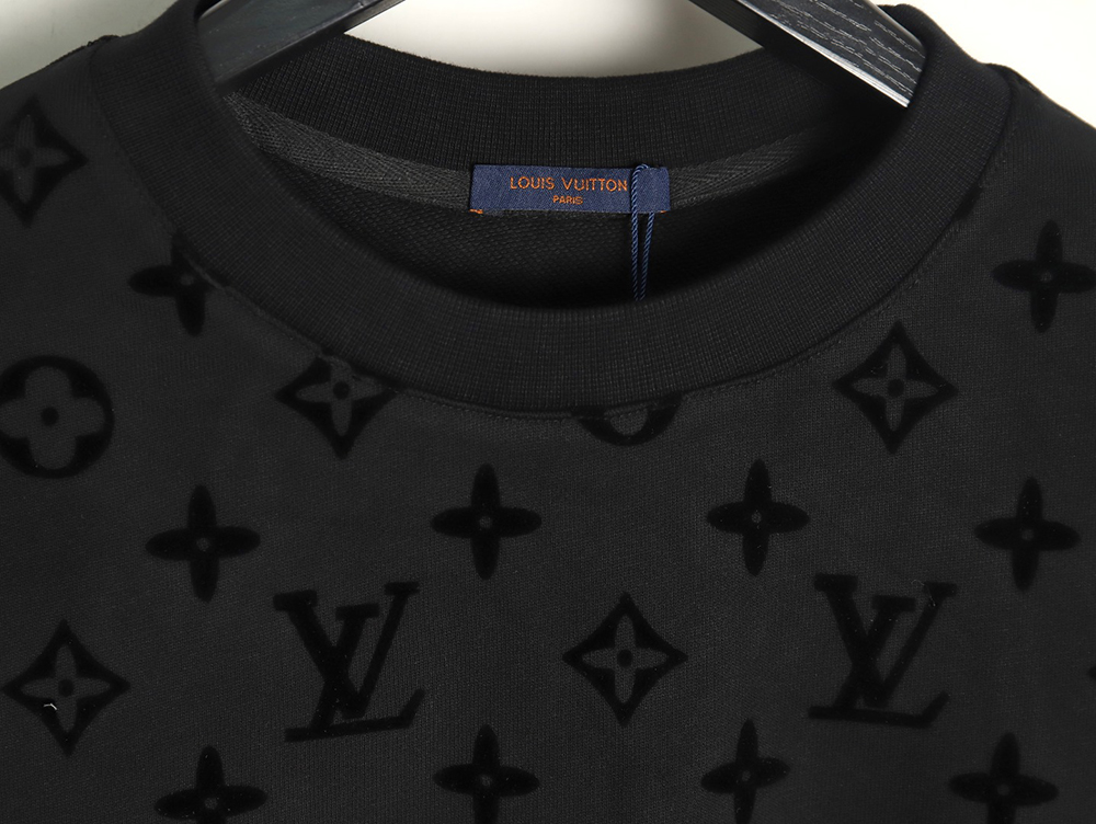 Louis Vuitton all over print monogram flocked round neck sweatshirt TSK2