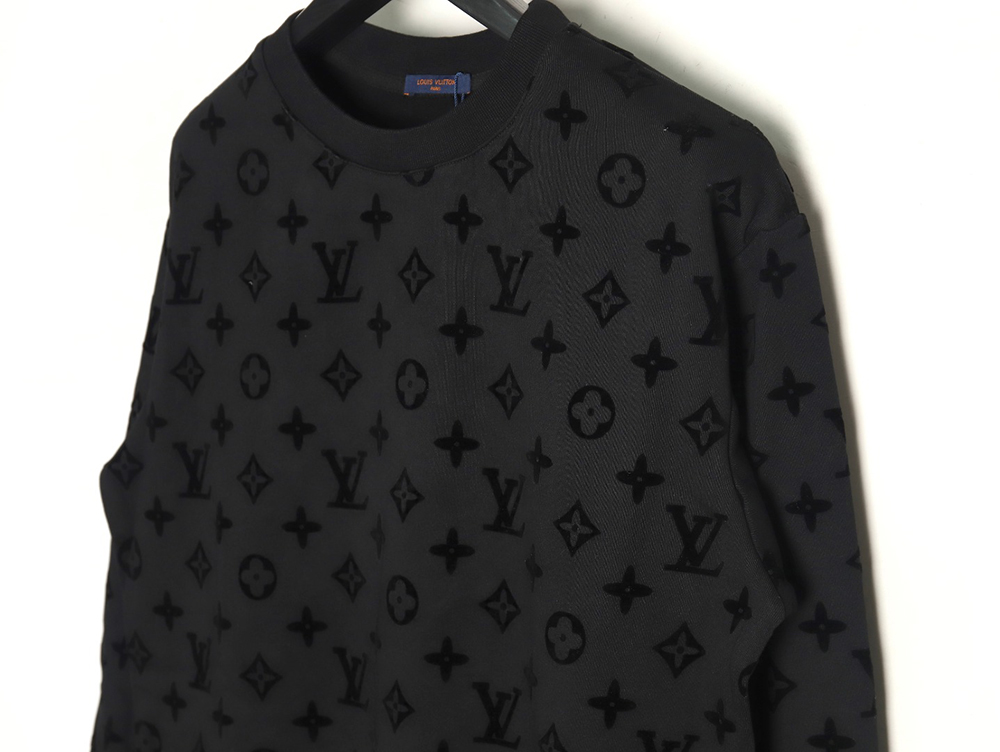 Louis Vuitton all over print monogram flocked round neck sweatshirt TSK2