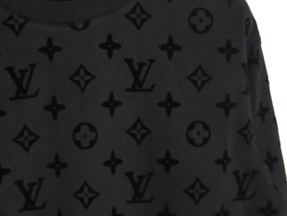 Louis Vuitton all over print monogram flocked round neck sweatshirt TSK2