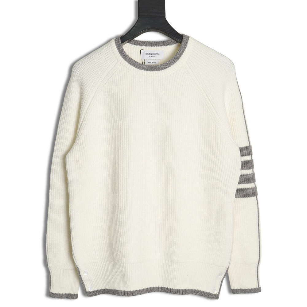 Thom Browne striped color block crew neck sweater