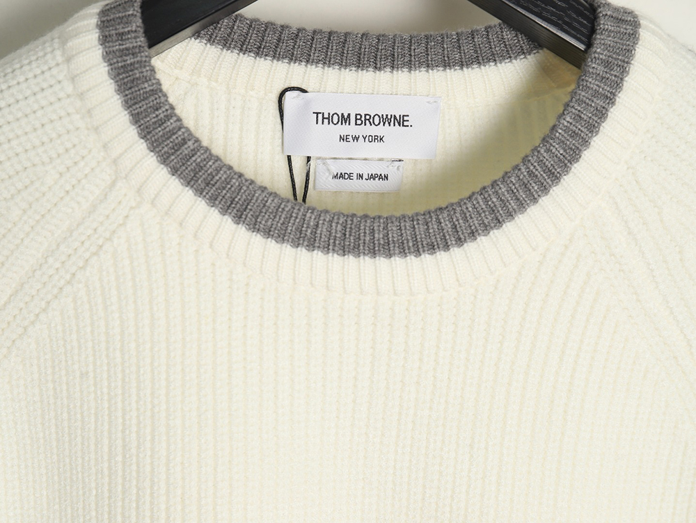 Thom Browne striped color block crew neck sweater